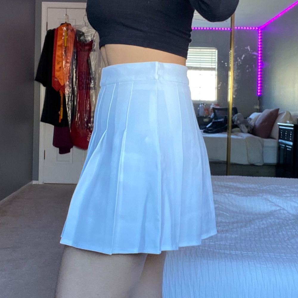 White Pleated Tennis Skater Skirt - Picture 3 of 4